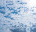 Blue Sky with White Clouds, Sunny Cloudy Sky Texture Background, Fluffy Clouds Pattern, Sunny Cumulus Royalty Free Stock Photo