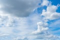 Blue Sky with White Clouds, Sunny Cloudy Sky Texture Background, Fluffy Clouds Pattern, Sunny Cumulus Royalty Free Stock Photo