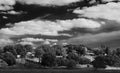 Blue sky with white clouds under Kfar Glikson, Kibbutz in the northwest Israel Royalty Free Stock Photo