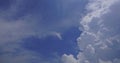 Blue sky and white cumulus clouds texture background. Blue sky on sunny day. Beautiful blue sky. World Ozone Day. Ozone layer.