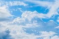 Texture and detail of blue sky and white fluffy clouds. Royalty Free Stock Photo