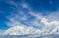 Blue sky with white fluffy clouds. beauty nature scene background