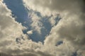 Blue sky with white grey clouds in sunny day Royalty Free Stock Photo