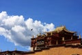 Blue sky white house temple