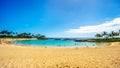 Blue sky and and white sand at Ko Olina Lagoon 3, named Nai`a Lagoon Royalty Free Stock Photo