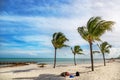 Blue sky with white sand and palm beach in Key West Royalty Free Stock Photo