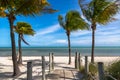 Blue sky with white sand and palm beach in Key West Royalty Free Stock Photo