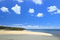 Blue sky and white sandy beach, Rodrigues Island Royalty Free Stock Photo