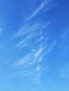Blue sky with white small feather clouds