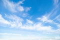 Blue sky with white soft clouds. Summer background. Clearing day and good weather in the morning Royalty Free Stock Photo