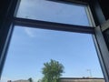 The blue Sky in window in village