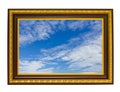 Blue sky in the wooden frame
