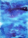 Blue sky world, universe watercolor painting background Royalty Free Stock Photo