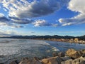 Blue skyes and white clouds view viareggio tuscany italy Royalty Free Stock Photo