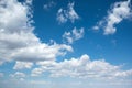 Blue skys and white clouds.