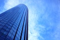 Blue skyscraper facade. office buildings. modern glass silhouettes of skyscrapers