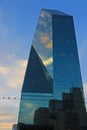 The blue skyscraper Fountain Place is a signature building of the Downtown Dallas Skyline