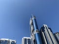 Blue skyscrapers in Dubai, great architecture Royalty Free Stock Photo