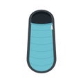 Blue sleep bag icon, flat style