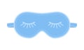 Blue sleep mask with closed eyes pattern isolated on white background. Flat vector illustration