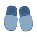Blue slippers with stars, color isolated vector illustration in the flat style