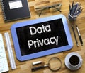 Small Chalkboard with Data Privacy Concept. 3d Royalty Free Stock Photo