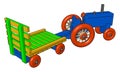 Blue small traktor, illustration, vector Royalty Free Stock Photo