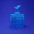 Blue Smart farming technology - timer farm automation system in app icon isolated on blue background. Minimalism concept Royalty Free Stock Photo