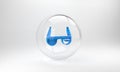 Blue Smart glasses mounted on spectacles icon isolated on grey background. Wearable electronics smart glasses with Royalty Free Stock Photo