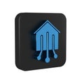 Blue Smart home icon isolated on transparent background. Remote control. Black square button.