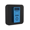 Blue Smart home icon isolated on transparent background. Remote control. Black square button.