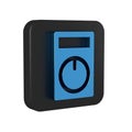 Blue Smart home icon isolated on transparent background. Remote control. Black square button.