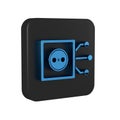 Blue Smart home icon isolated on transparent background. Remote control. Black square button.