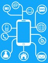 Blue smart phone network background