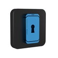 Blue Smartphone with lock icon isolated on transparent background. Phone with lock. Mobile security, safety, protection Royalty Free Stock Photo