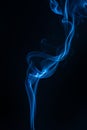 Blue smoke isolated on black background