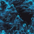 Blue Smoky Ghost Halloween Smoke Seamless Pattern Colorful Digital Background Artwork Design - ai generated