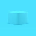 Blue smooth cube squared pedestal container polygonal regular box 3d realistic vector Royalty Free Stock Photo