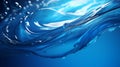 Blue smooth water waves of liquid abstract background. Bright glossy splash pattern. Royalty Free Stock Photo