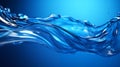 Blue smooth water waves of liquid abstract background. Bright glossy splash pattern.