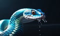 Blue venomous snake illustration with lifelike detail