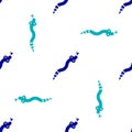 Blue Snake icon isolated seamless pattern on white background. Vector Royalty Free Stock Photo