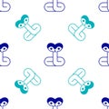 Blue Snake icon isolated seamless pattern on white background. Vector