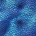 Blue Snake Skin Texture Background. Seamless Background. Generative AI Royalty Free Stock Photo