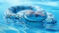 Blue Snake In Water: Photorealistic Detailing With Eye-catching Shiny Effect Royalty Free Stock Photo