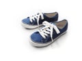 Blue sneaker shoes on white background Royalty Free Stock Photo
