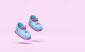 Blue sneakers isolated on pink background. shoes shopping concept, 3d illustration, 3d render