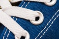 Blue Sneakers Shoe Laces Close Up