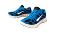 Blue Sneakers, sports running shoes on white Royalty Free Stock Photo