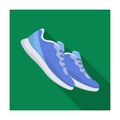 Blue sneakers for sports. Sports shoes .Gym And Workout single icon in flat style vector symbol stock illustration. Royalty Free Stock Photo
